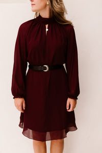 Dress Mock Neck Chiffon Merlot 15503 - Bij Keesje - Esqualo - jurk