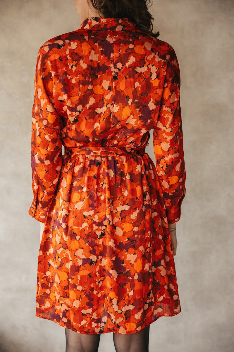 Dress orange/red print 15700 - Bij Keesje