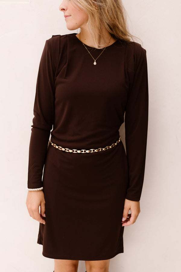 Dress pleats - Cacao - 05526 - Bij Keesje - Esqualo - jurk