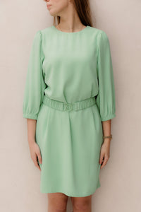 Dress puff sleeve crepe mint groen 10004 - Bij Keesje - Esqualo - Jurk