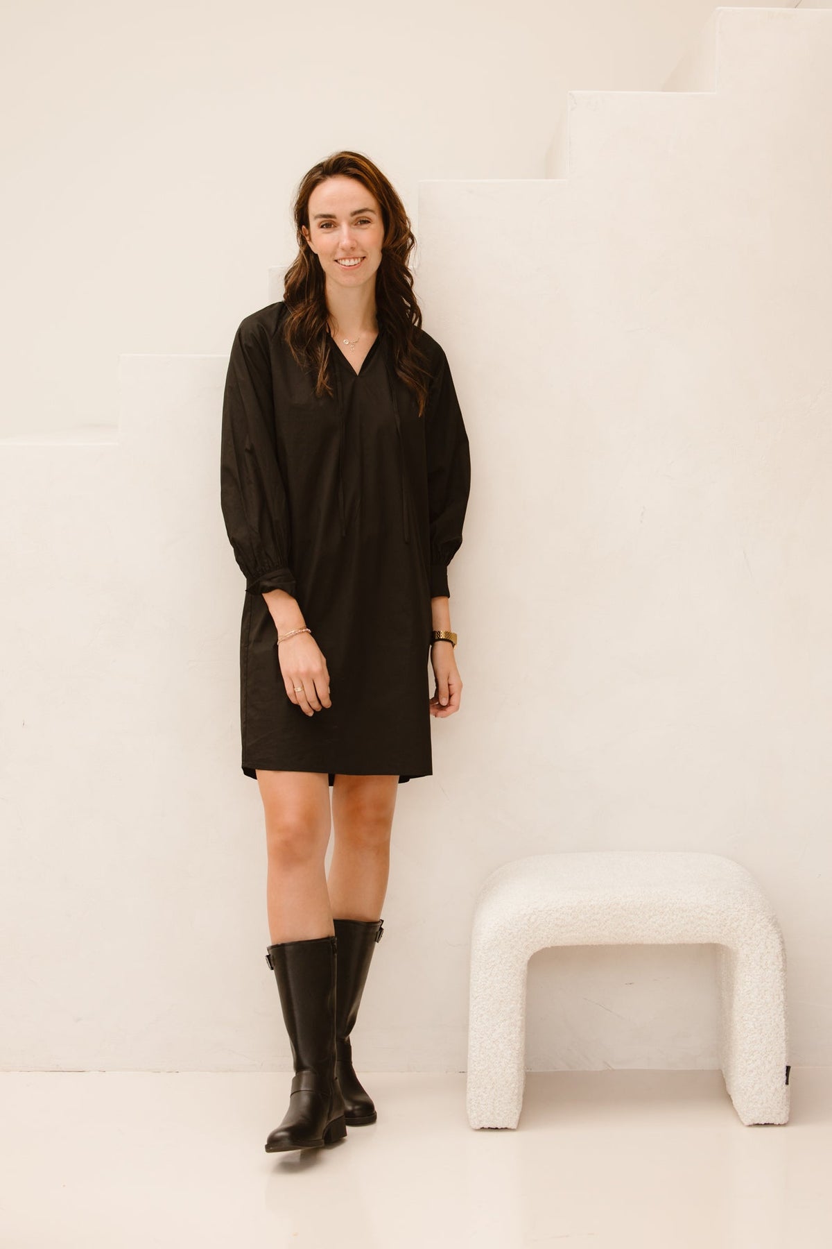 Dress raglan poplin Black F25.28504 - Bij Keesje - Esqualo