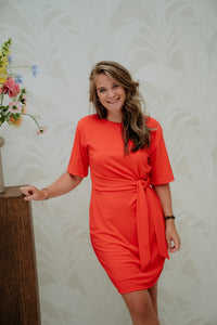 Dress short bow red - 10224 - Bij Keesje - Esqualo - jurk