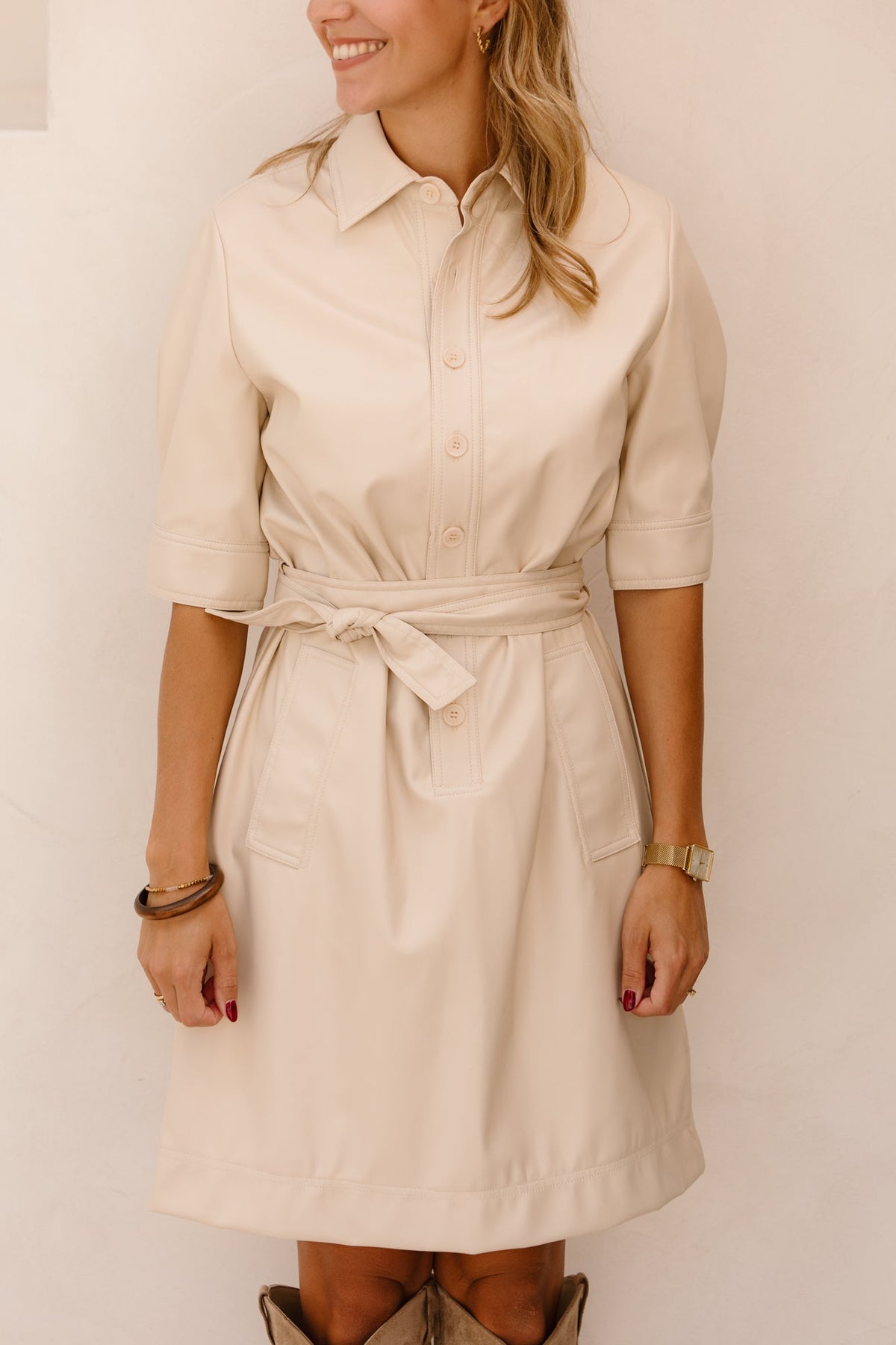 Dress super soft vegan leather sand - Bij Keesje - Esqualo