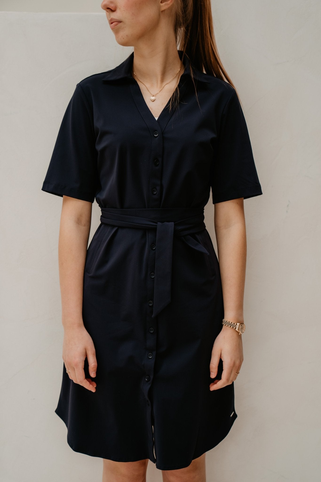 Dress V Neck Darkblue - Bij Keesje - mi piace - Jurk