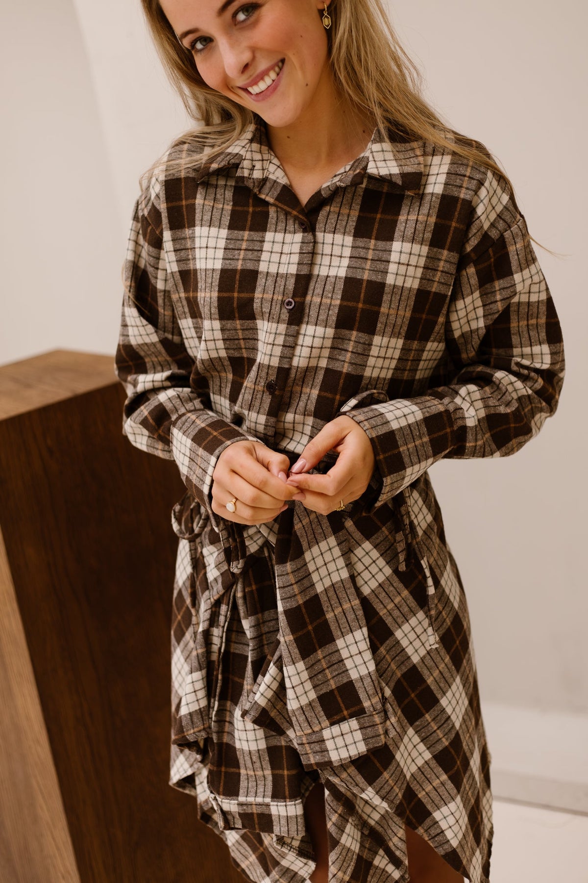 Ebby check jacket brown - Bij Keesje - Bij Keesje - Jas