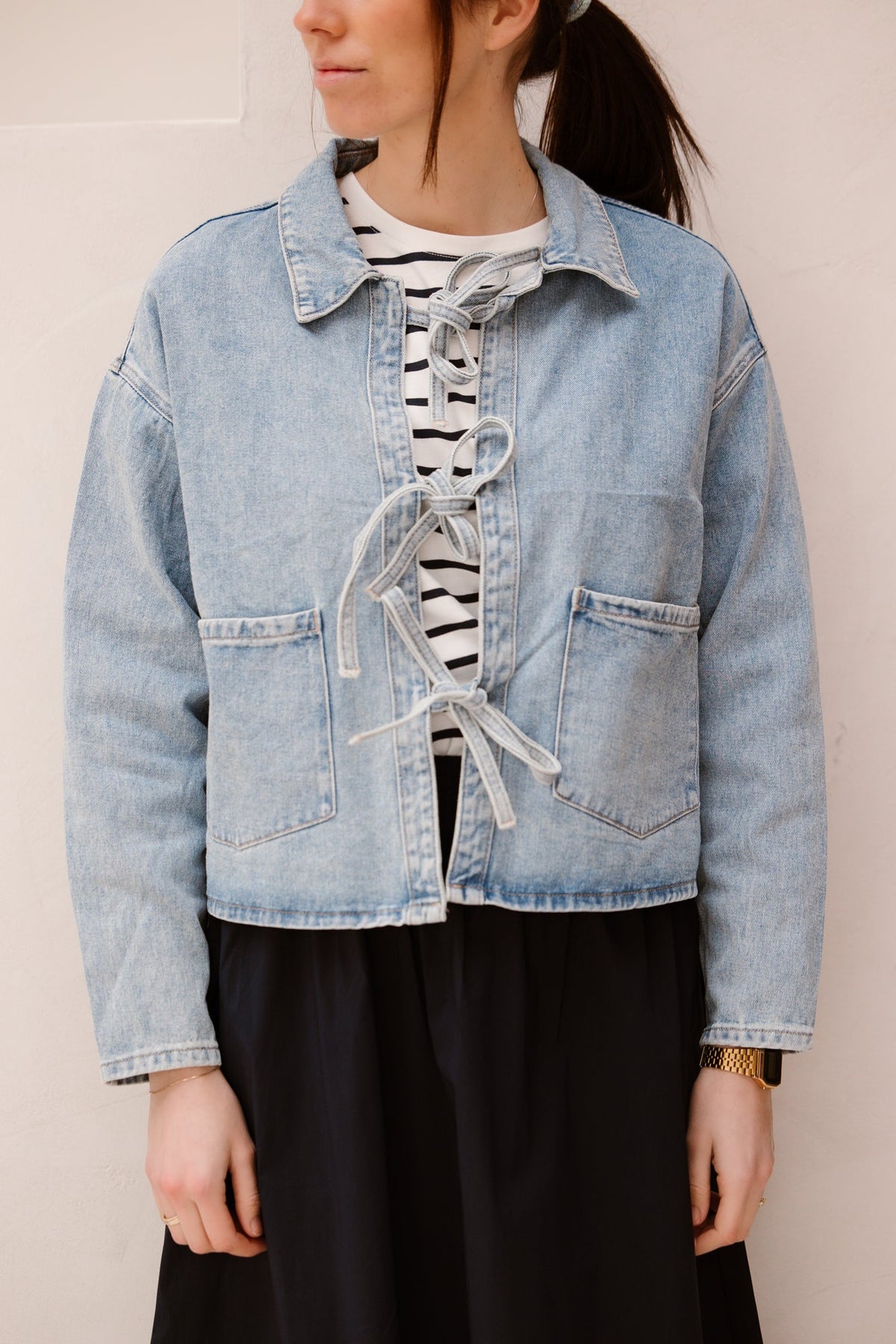 Ebru denim jacket strik - Bij Keesje - Bij Keesje - jas