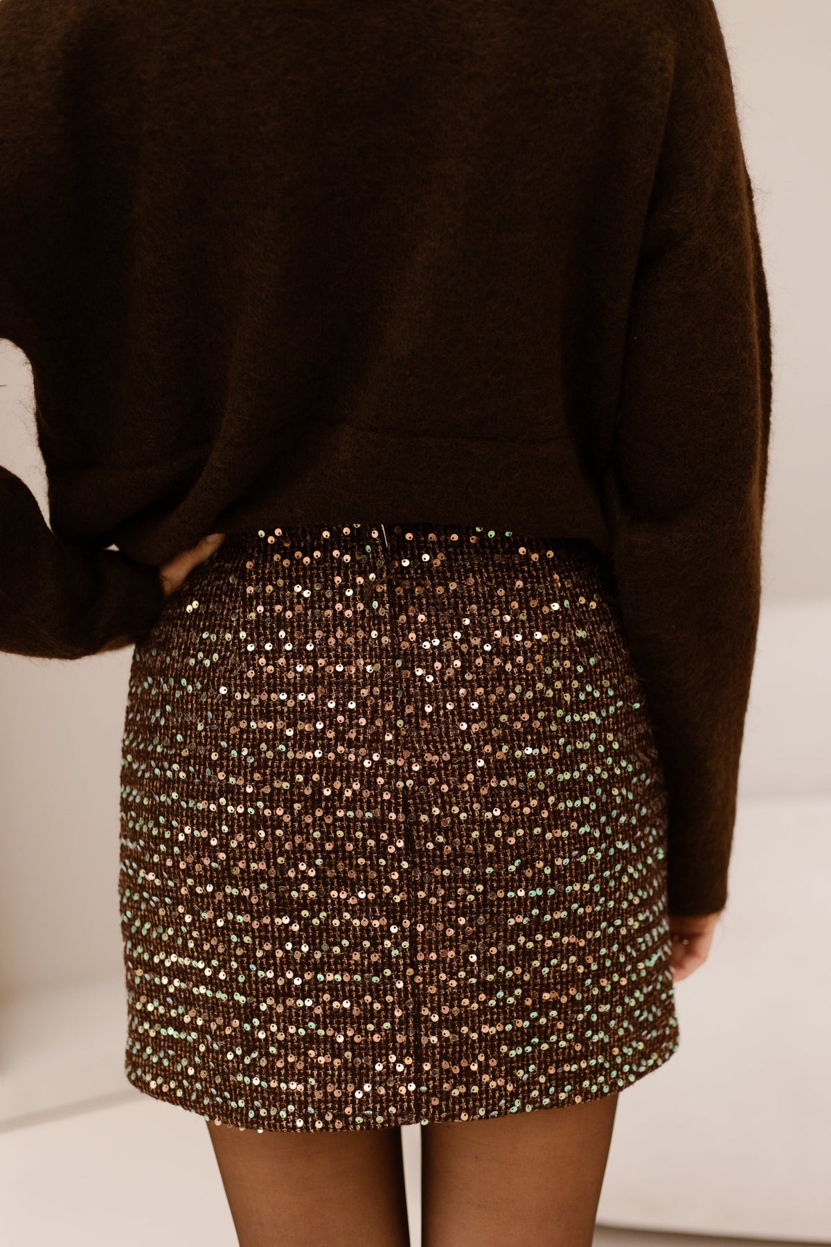 Eefje skirt paillet brown - Bij Keesje - Bij Keesje - Rok