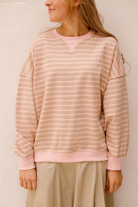 Efina sweater stripe beige/roze - Bij Keesje - Bij Keesje - 