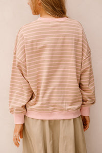 Efina sweater stripe beige/roze - Bij Keesje - Bij Keesje - 