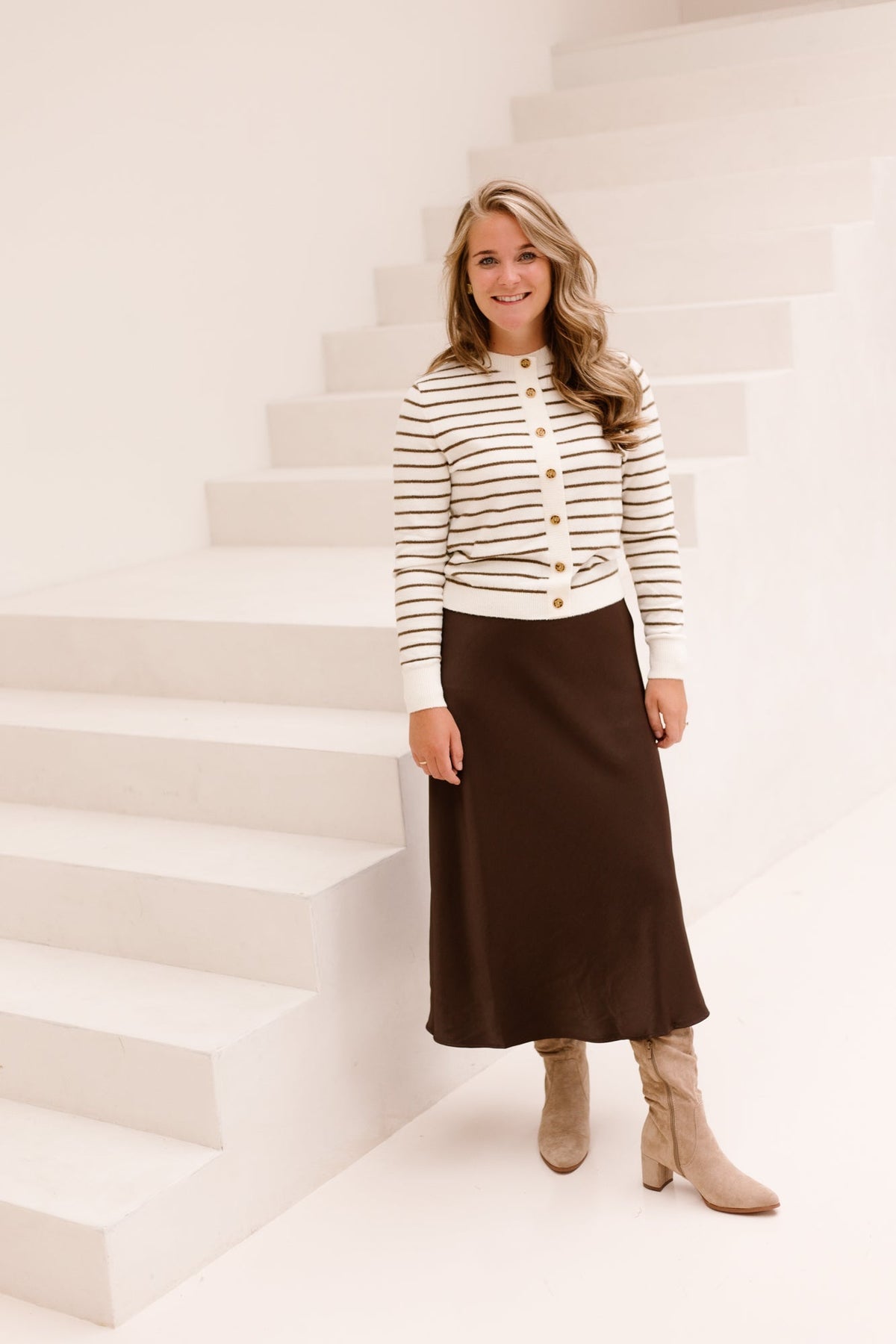 Eibhlin knitting sweater - Wool white / Dark earth - Bij Keesje - G-maxx - trui