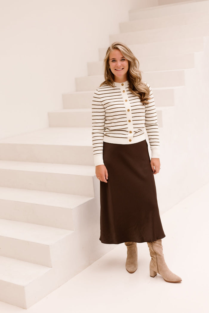 Eibhlin knitting sweater - Wool white / Dark earth - Bij Keesje - G-maxx - trui