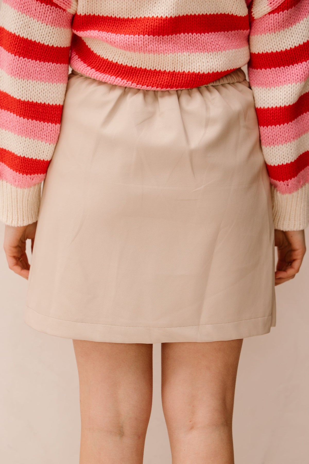 Elana leatherlook skirt beige - Bij Keesje - Bij Keesje - rok