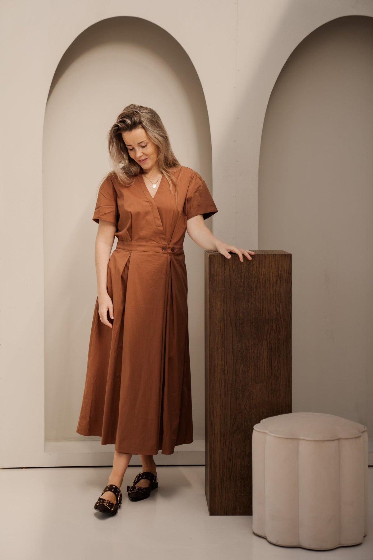 ElaraCC wrap dress suntan - Bij Keesje - Co'couture - Jurk