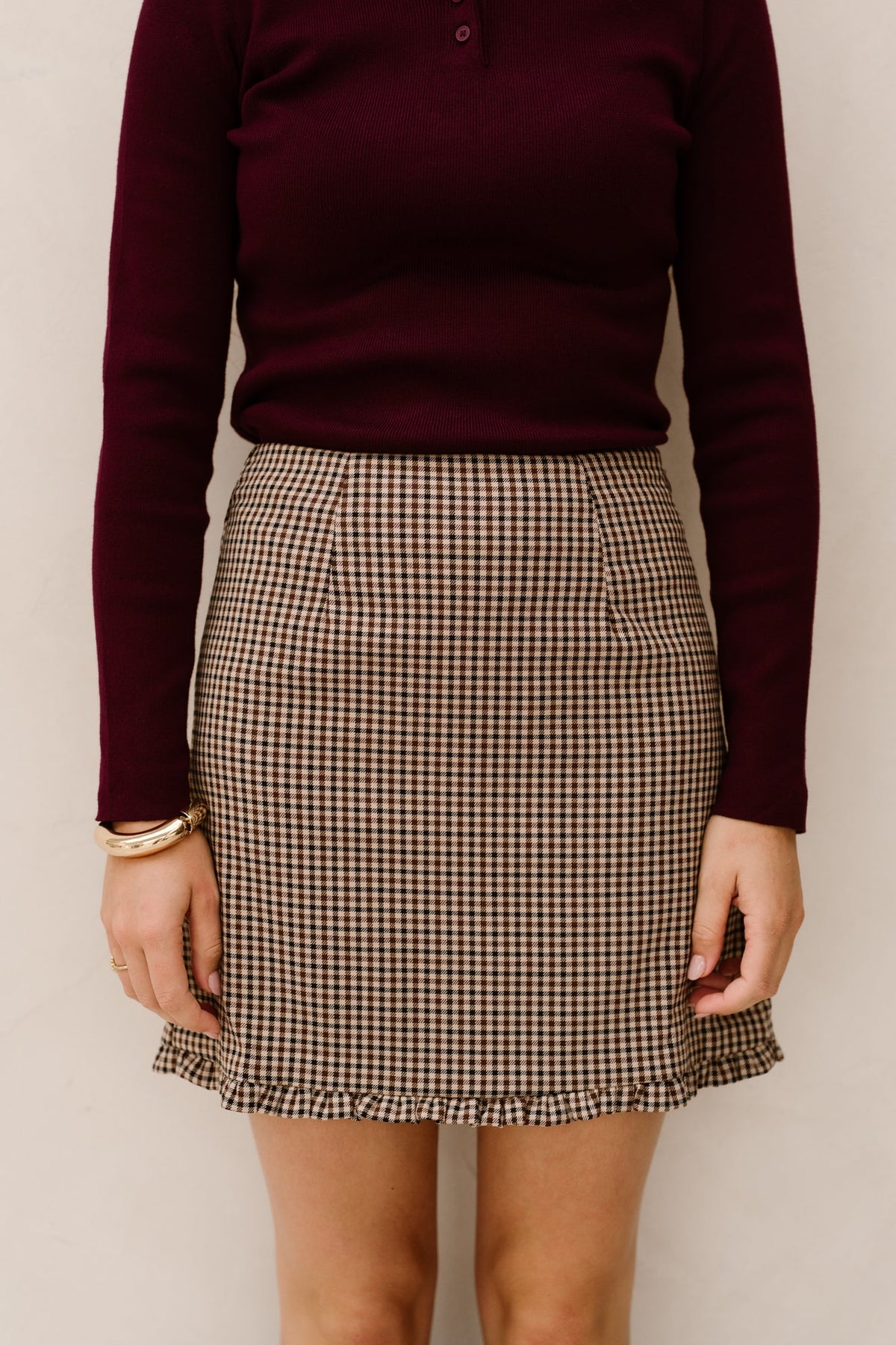 Eleanor Skirt Check Brown - Bij Keesje - Bij Keesje - Rok