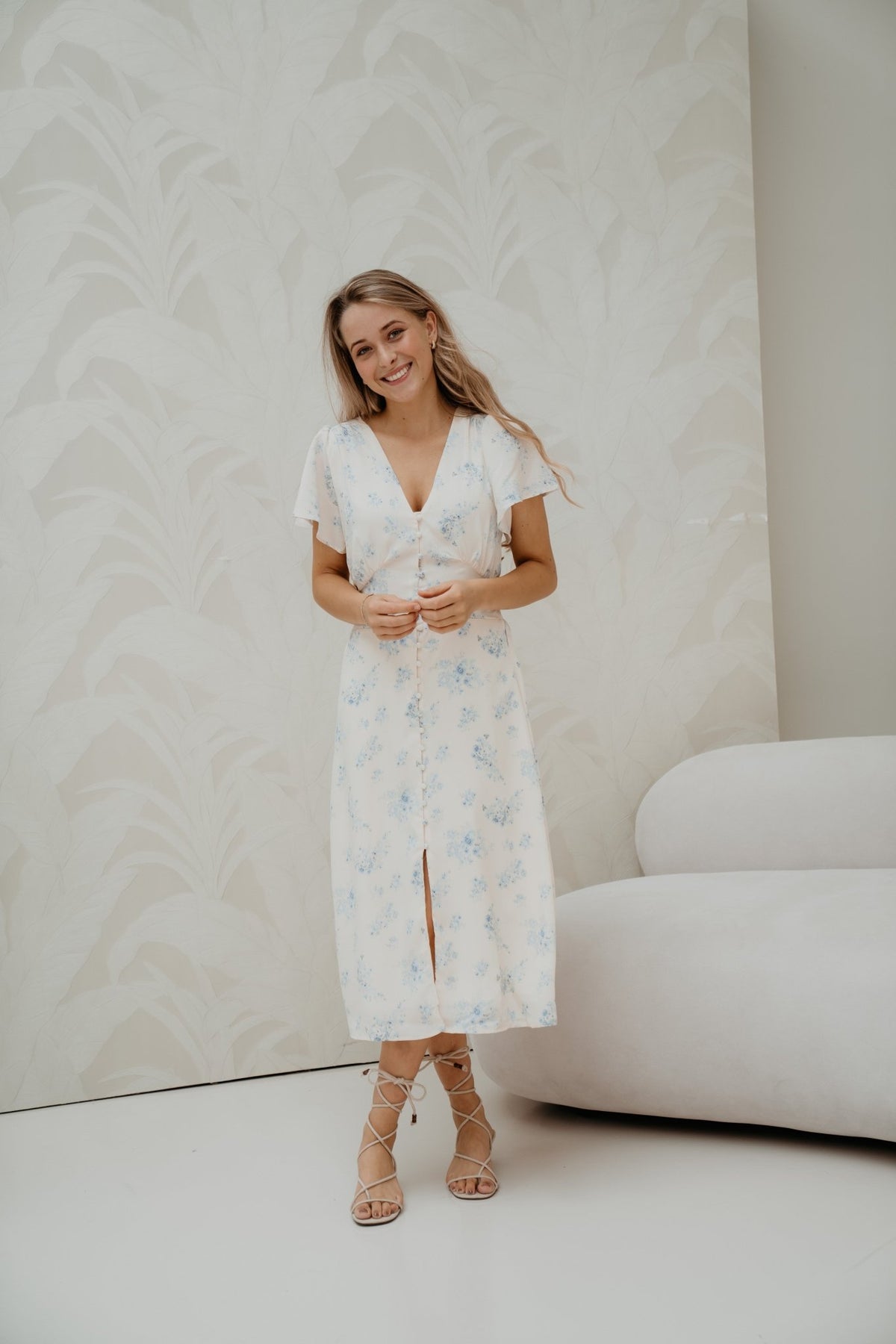Eleni Delicate Flower Dress Creme - Bij Keesje - Neo Noir - Jurk