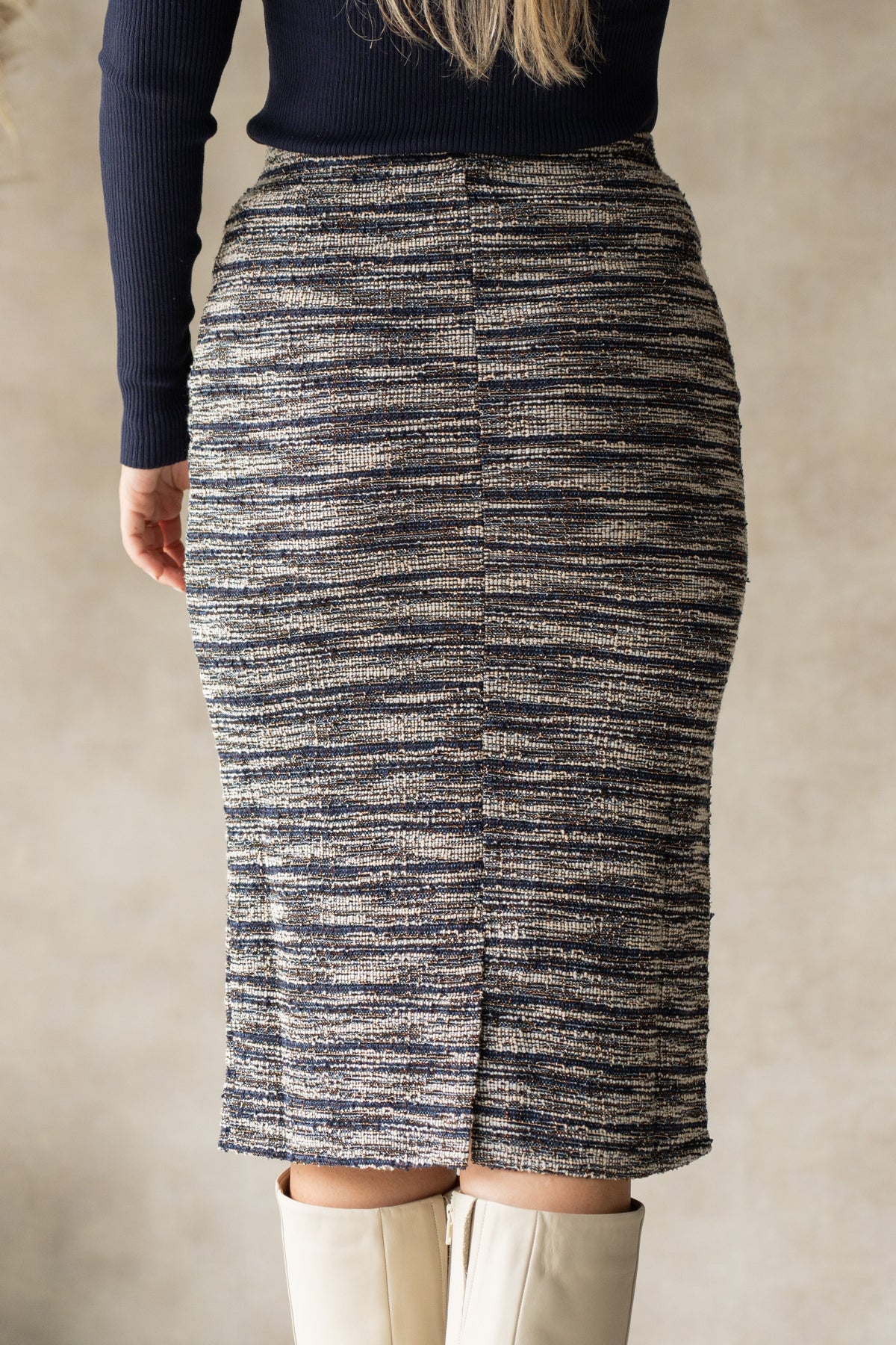 Elfa rok midnight blue/off white - Bij Keesje