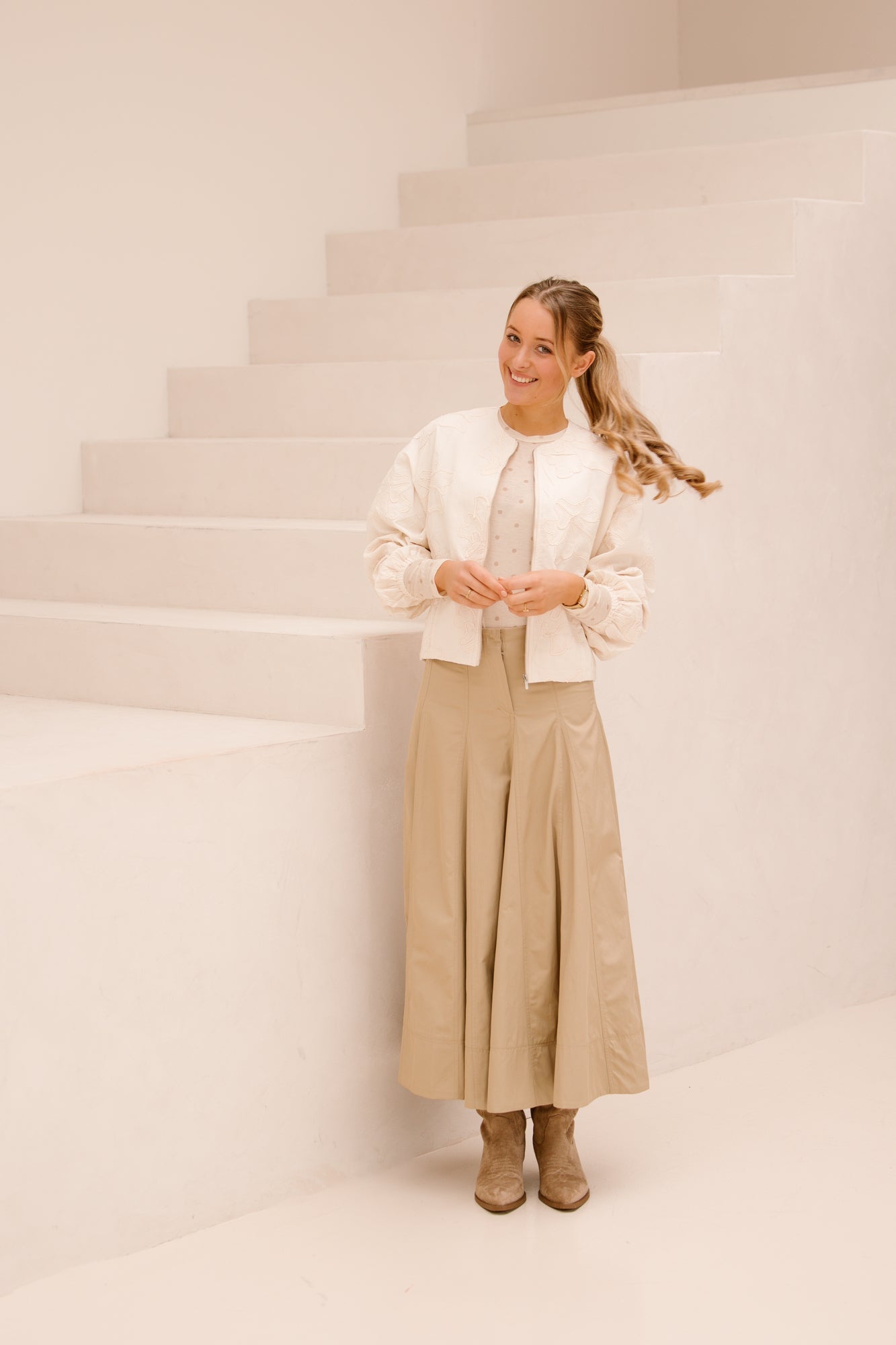 Elin Skirt Taupe - Bij Keesje - Bij Keesje - Rokken