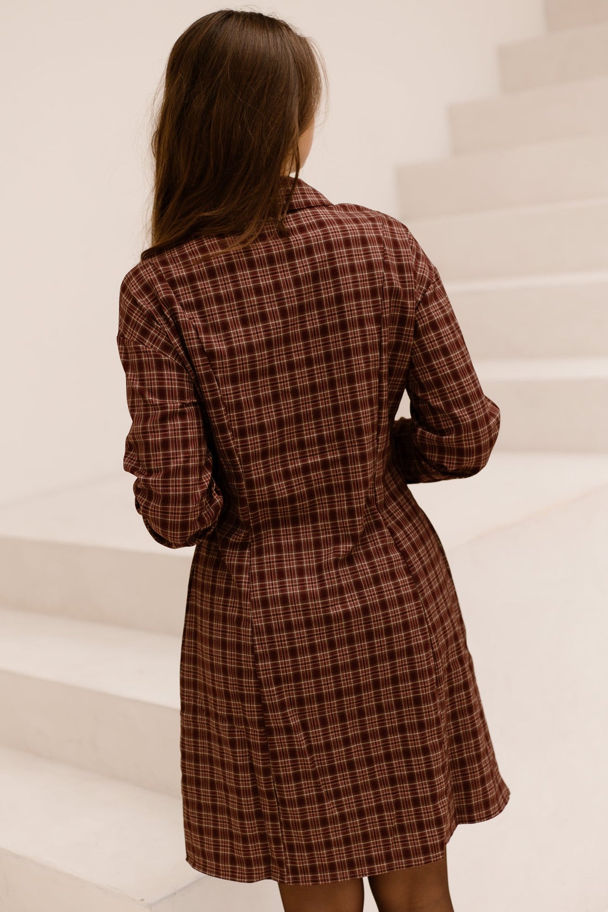 Elisa ruit jurk bordeaux - Bij Keesje - Bij Keesje - Jurk