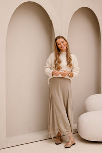 Elise skirt taupe - Bij Keesje - Bij Keesje - Rokken