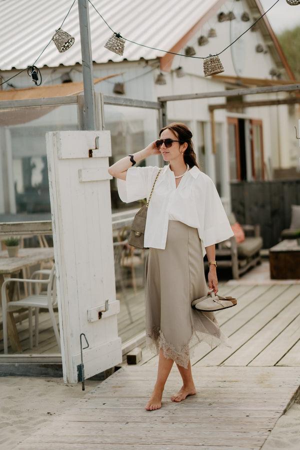 Elise skirt taupe - Bij Keesje - Bij Keesje - Rokken