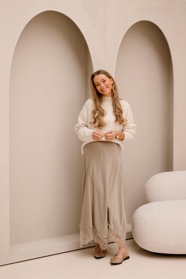 Elise skirt taupe - Bij Keesje - Bij Keesje - Rokken