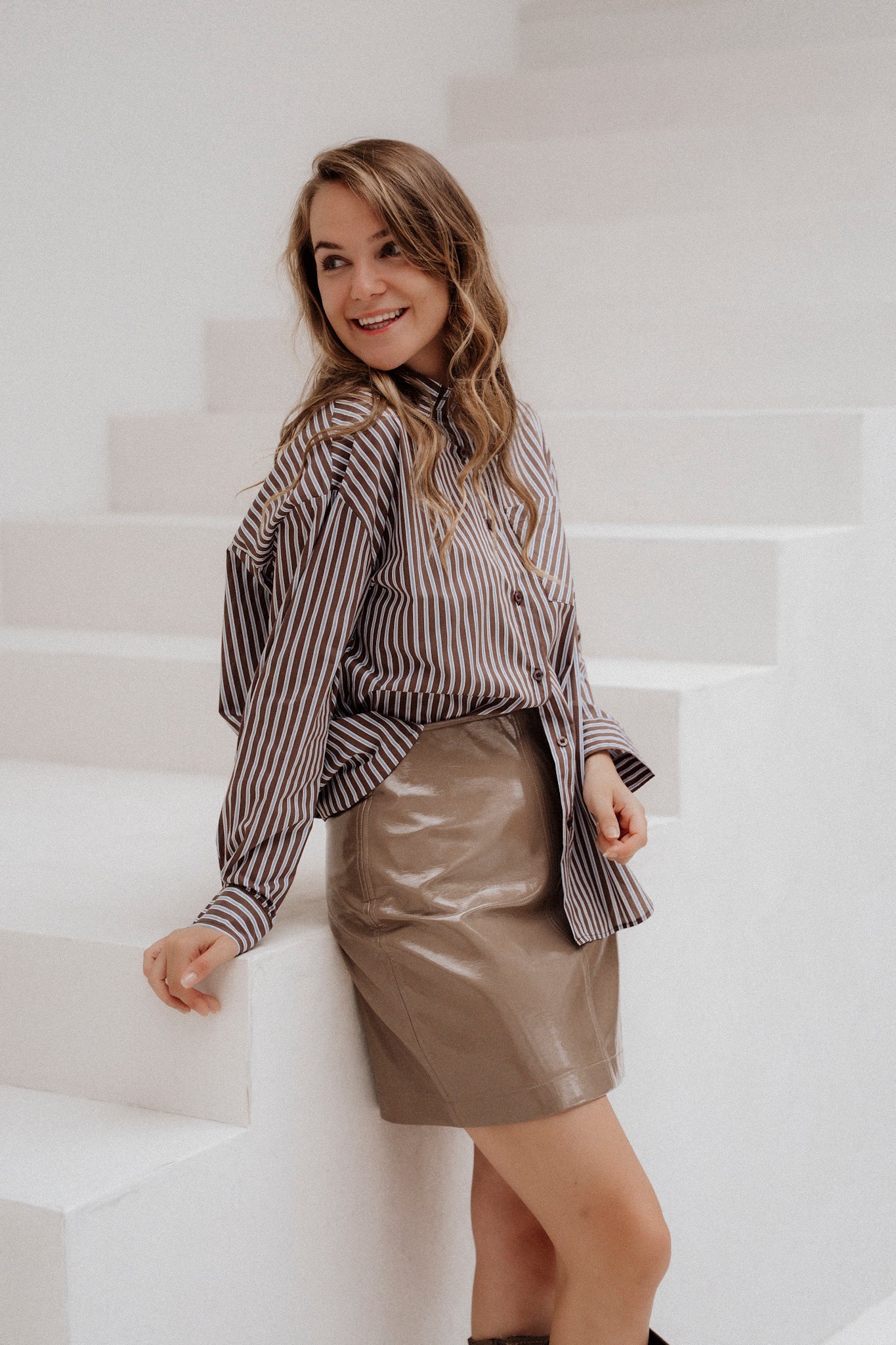 Eliz Blouse Stripe Brown Blue - Bij Keesje - Bij Keesje - Blouse