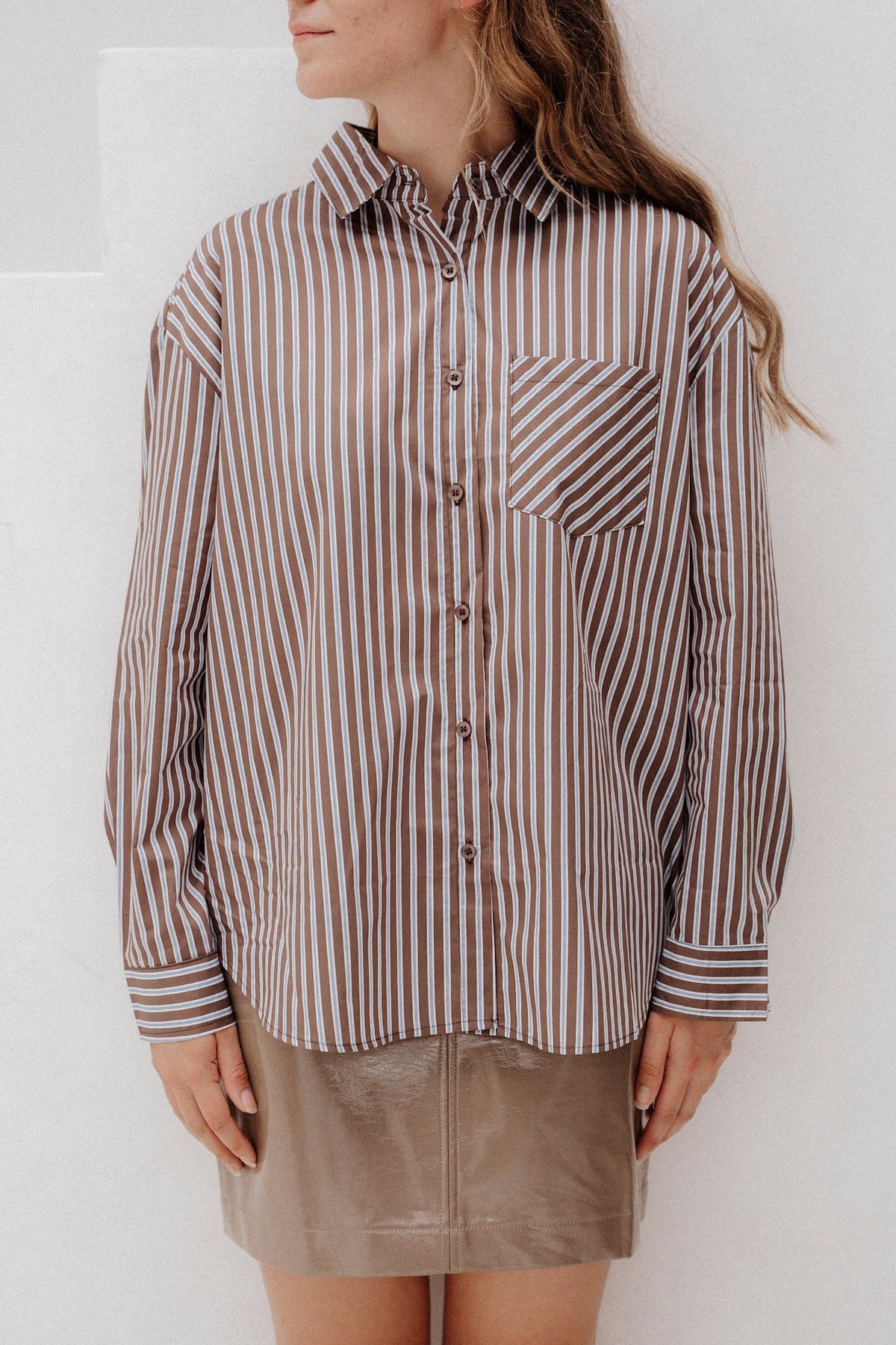 Eliz Blouse Stripe Brown Blue - Bij Keesje - Bij Keesje - Blouse