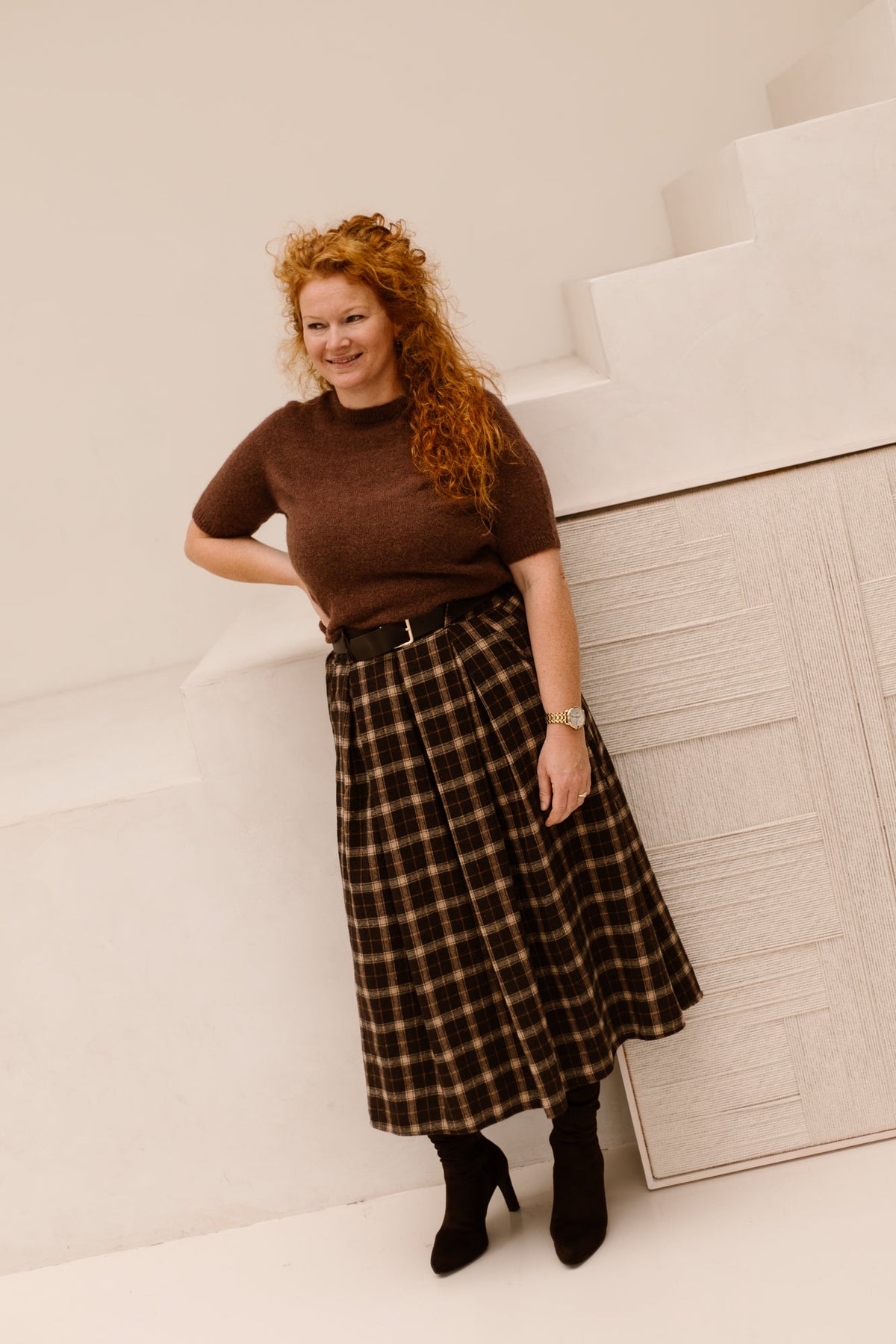 Elke check skirt brown - Bij Keesje - Bij Keesje - Rok