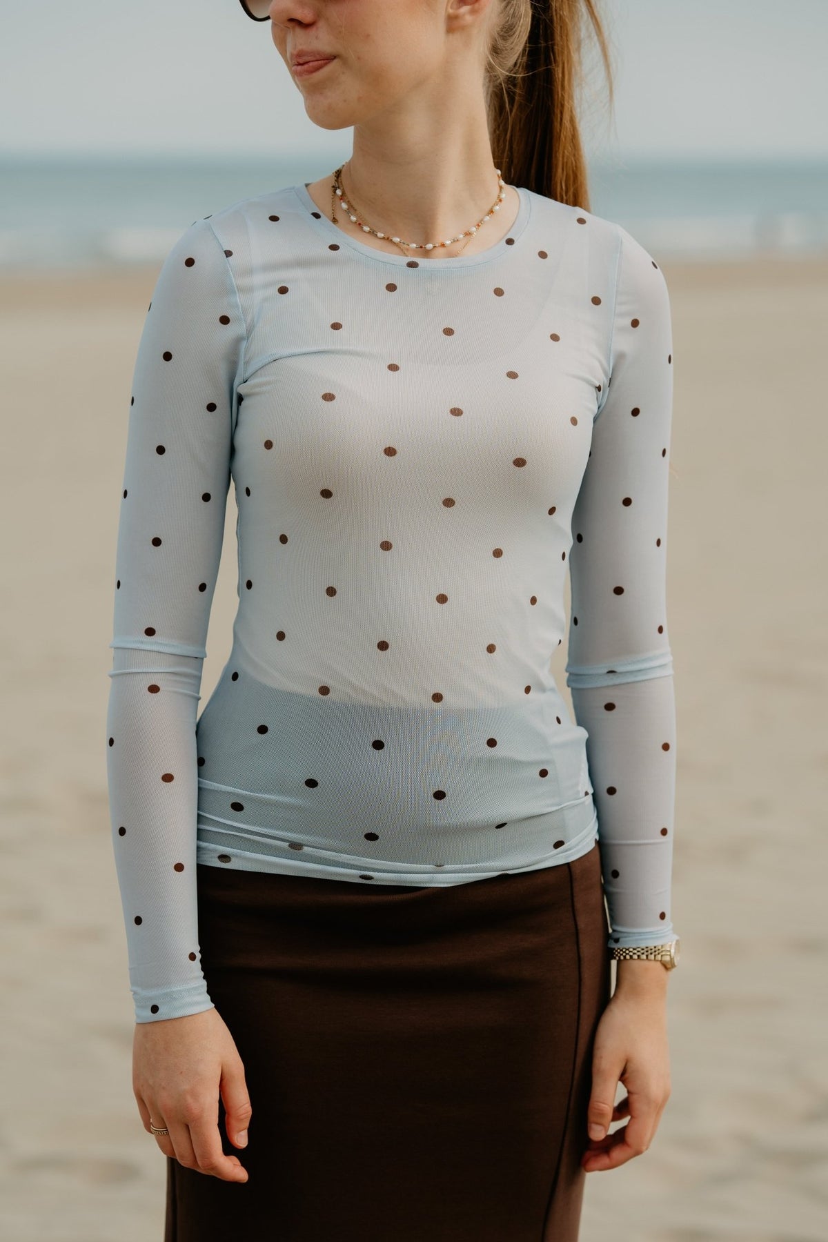 Ella Space Dot Blouse Light Blue - Bij Keesje - Neo Noir - Top