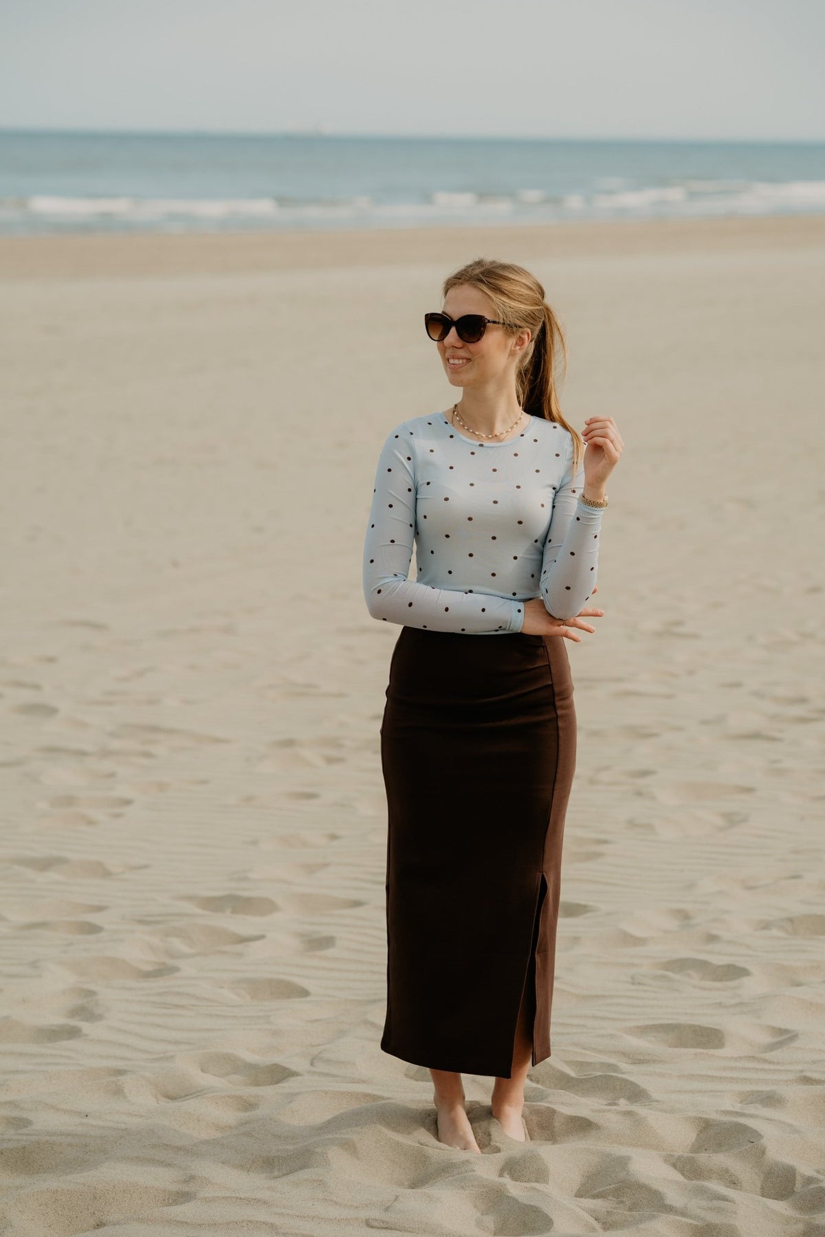 Ella Space Dot Blouse Light Blue - Bij Keesje - Neo Noir - Top