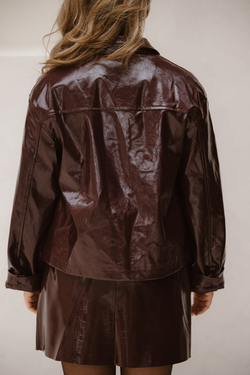 Emilia patent jacket burgundy - Bij Keesje - Neo Noir