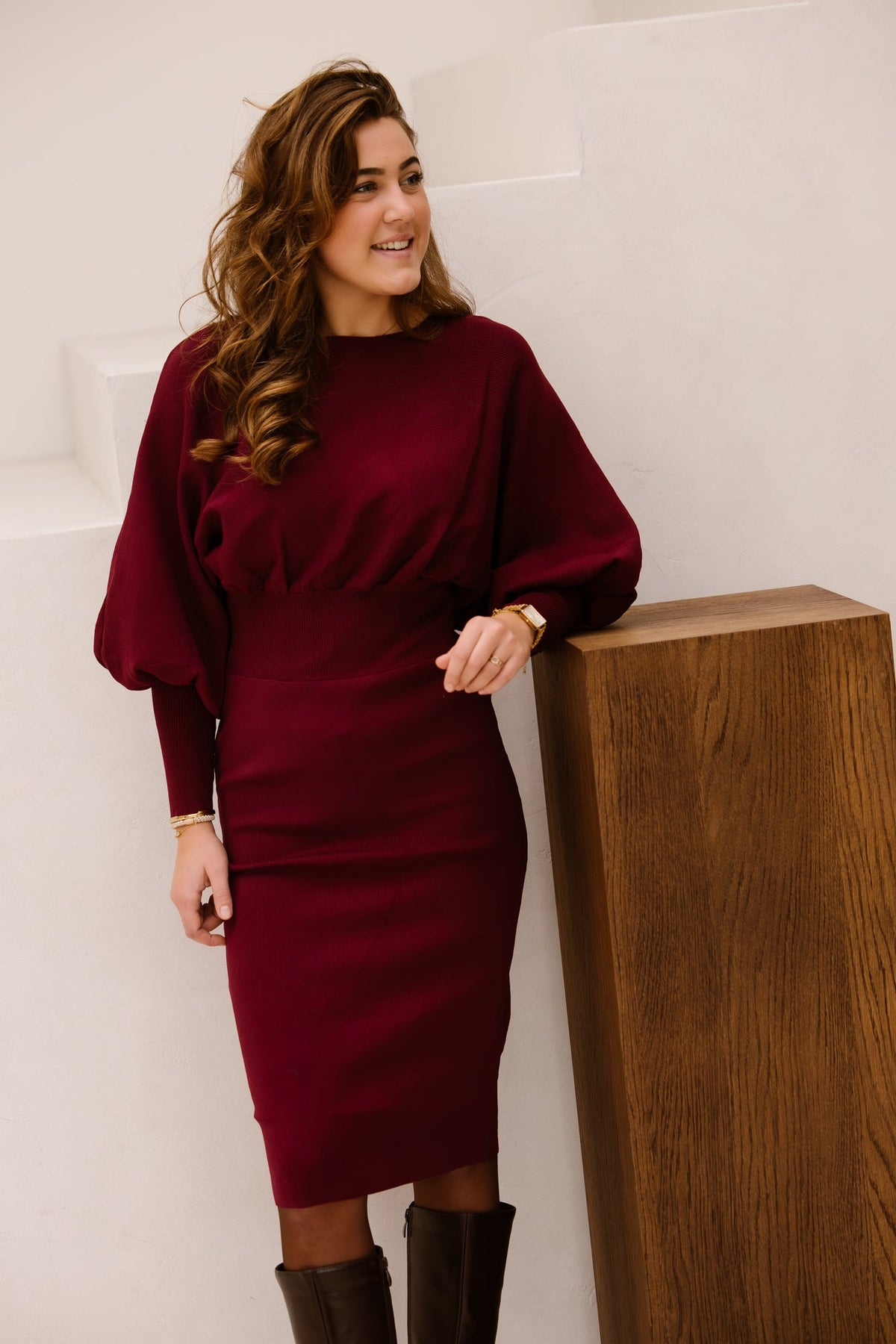 Emma jurk bordeaux - Bij Keesje - Bij Keesje - Jurk