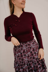 Emmie knot button top wine