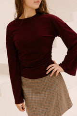 Emy draped top bordeaux - Bij Keesje - Bij Keesje - Top