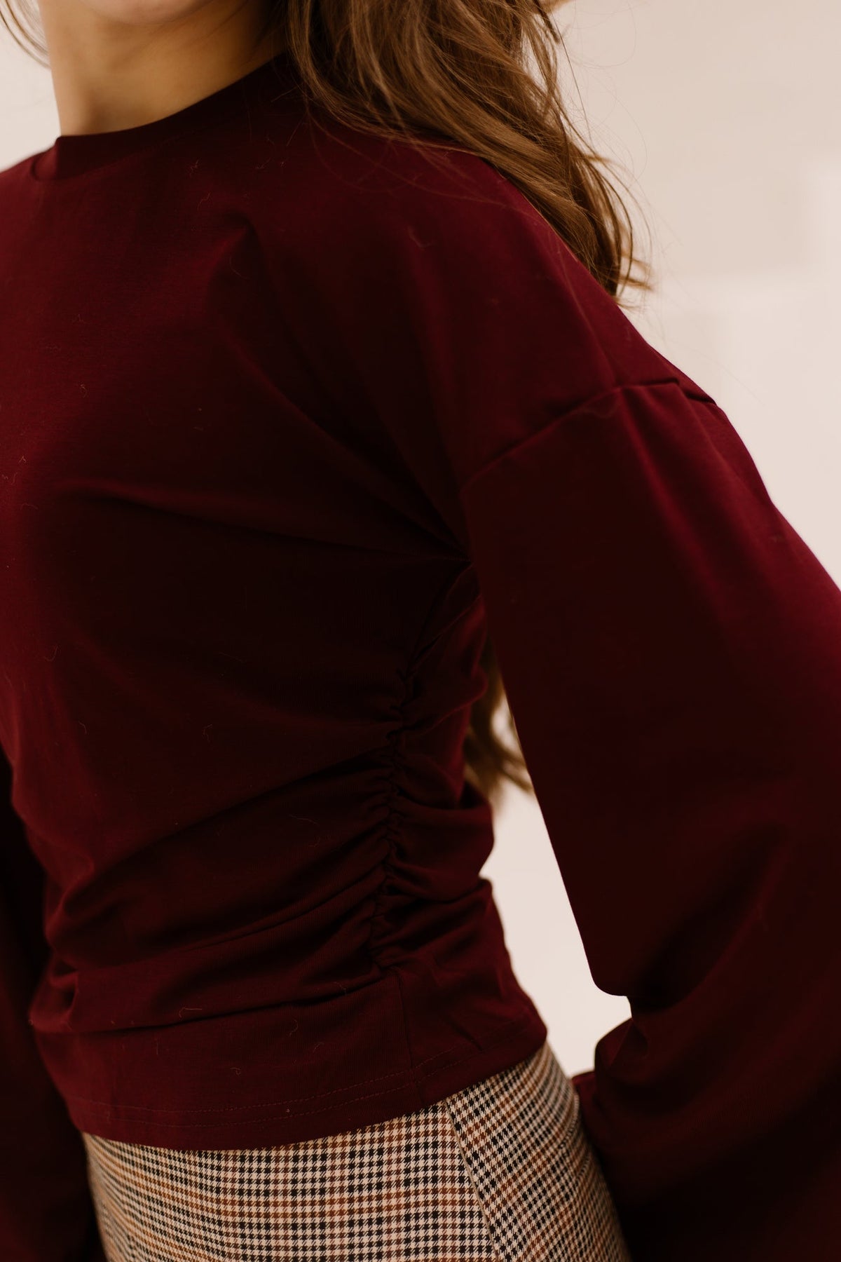 Emy draped top bordeaux - Bij Keesje - Bij Keesje - Top