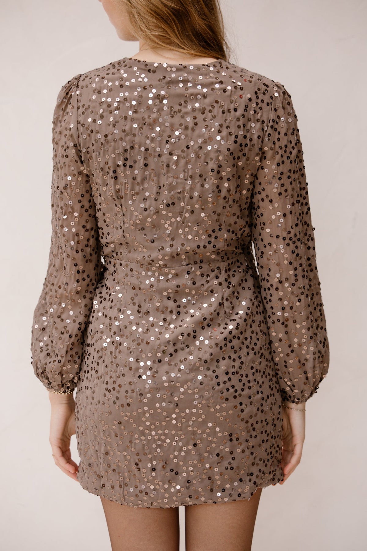 Emy dress glitter taupe - Bij Keesje - Bij Keesje