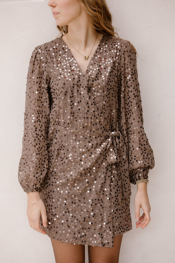 Emy dress glitter taupe - Bij Keesje - Bij Keesje