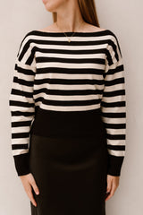 Emy Stripe Top Black Creme