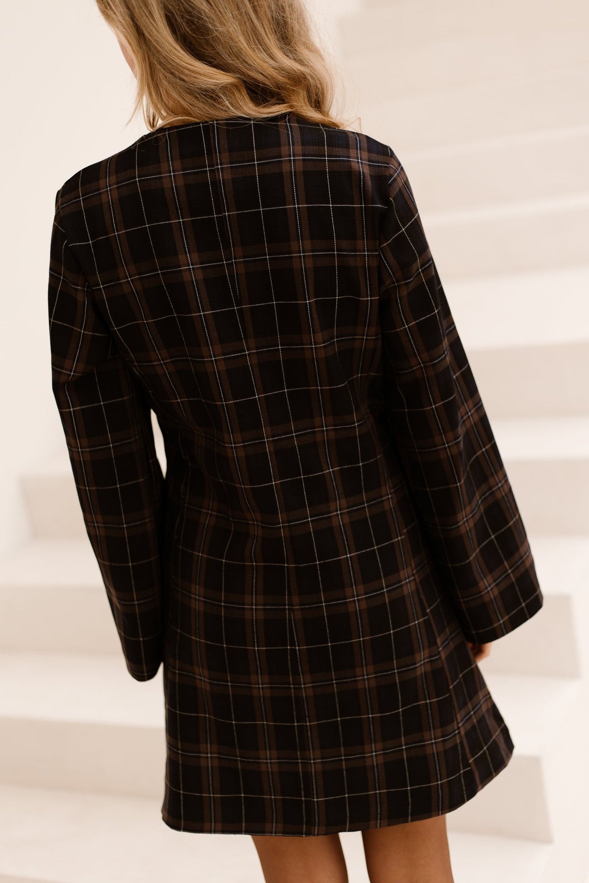 Erika blazer check dress blue/black - Bij Keesje - Bij Keesje - Jurk
