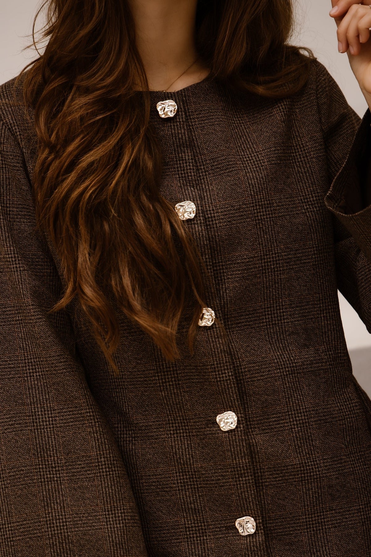 Erika blazer check dress darkbrown - Bij Keesje - Bij Keesje - Jurk
