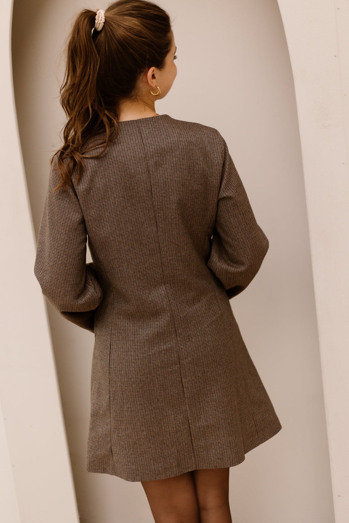 Erika blazer check dress lightbrown - Bij Keesje - Bij Keesje - Jurk
