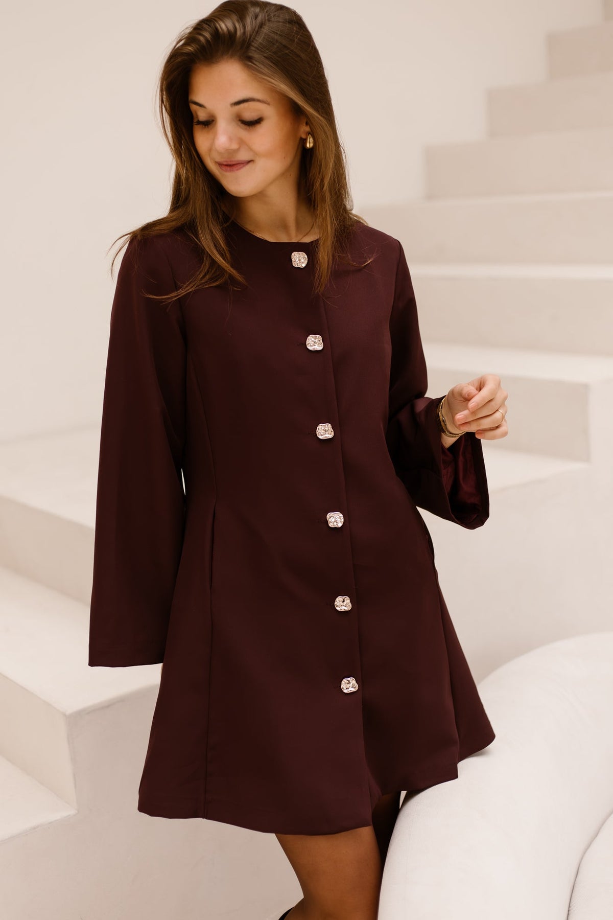 Erika blazer dress burgundy - Bij Keesje - Bij Keesje - Jurk