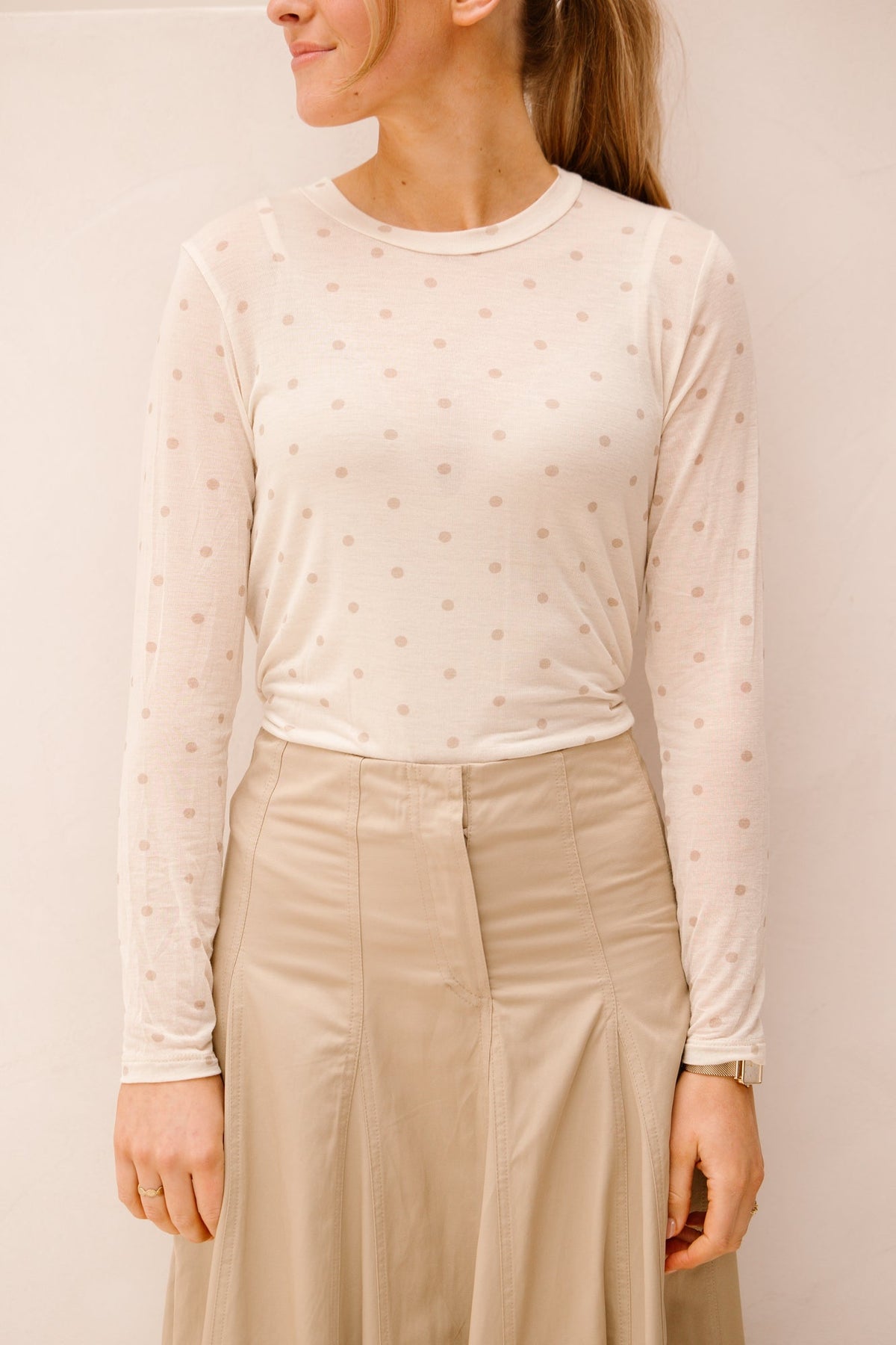 Erna Polkadot Top Beige - Bij Keesje - Bij Keesje - Top