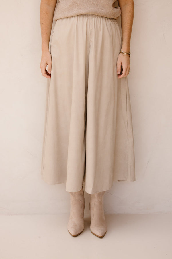 Esqualo skirt PU - long taupe - 11504 - Bij Keesje - Esqualo