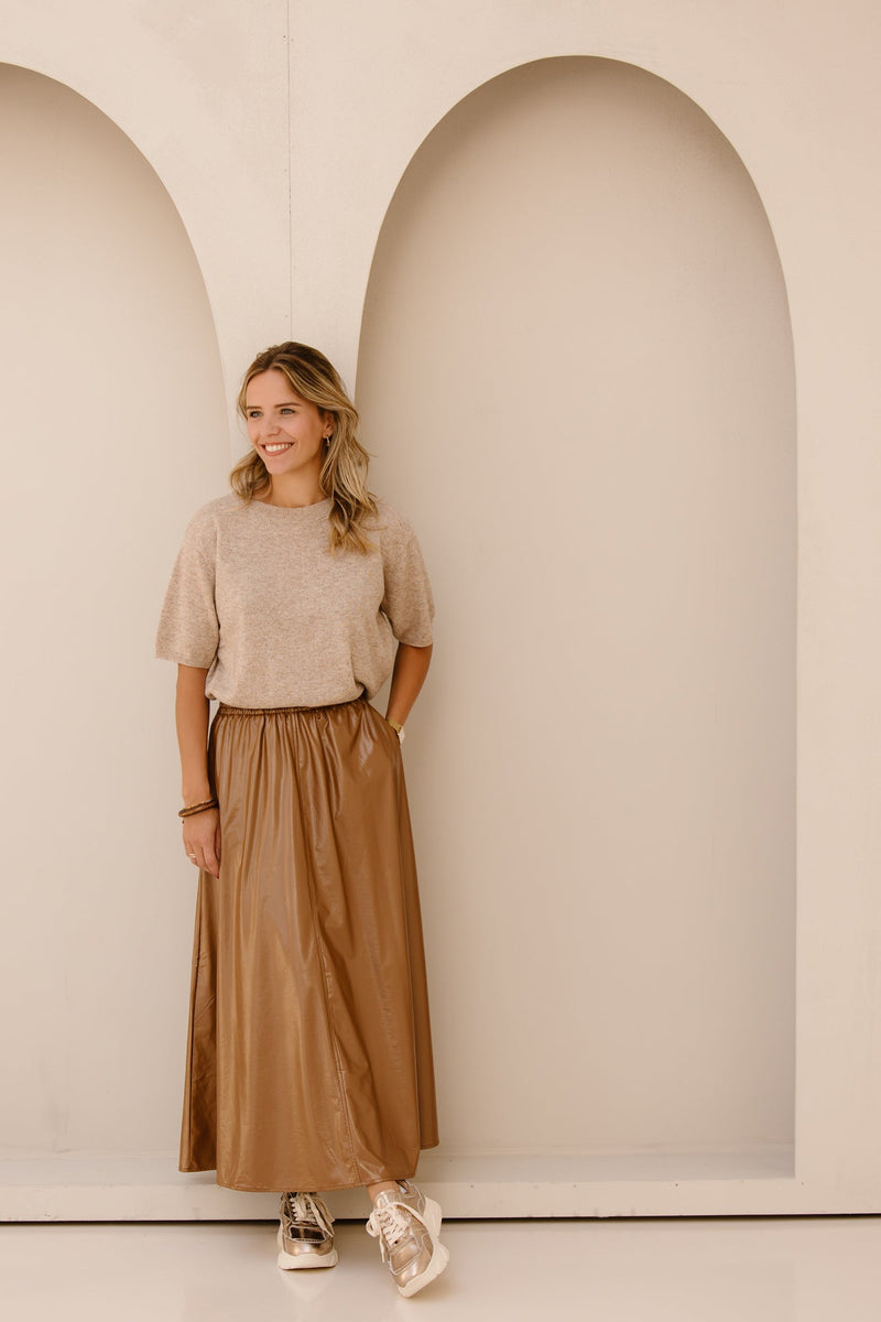 Esqualo skirt PU - metallic brons - 11502 - Bij Keesje - Esqualo