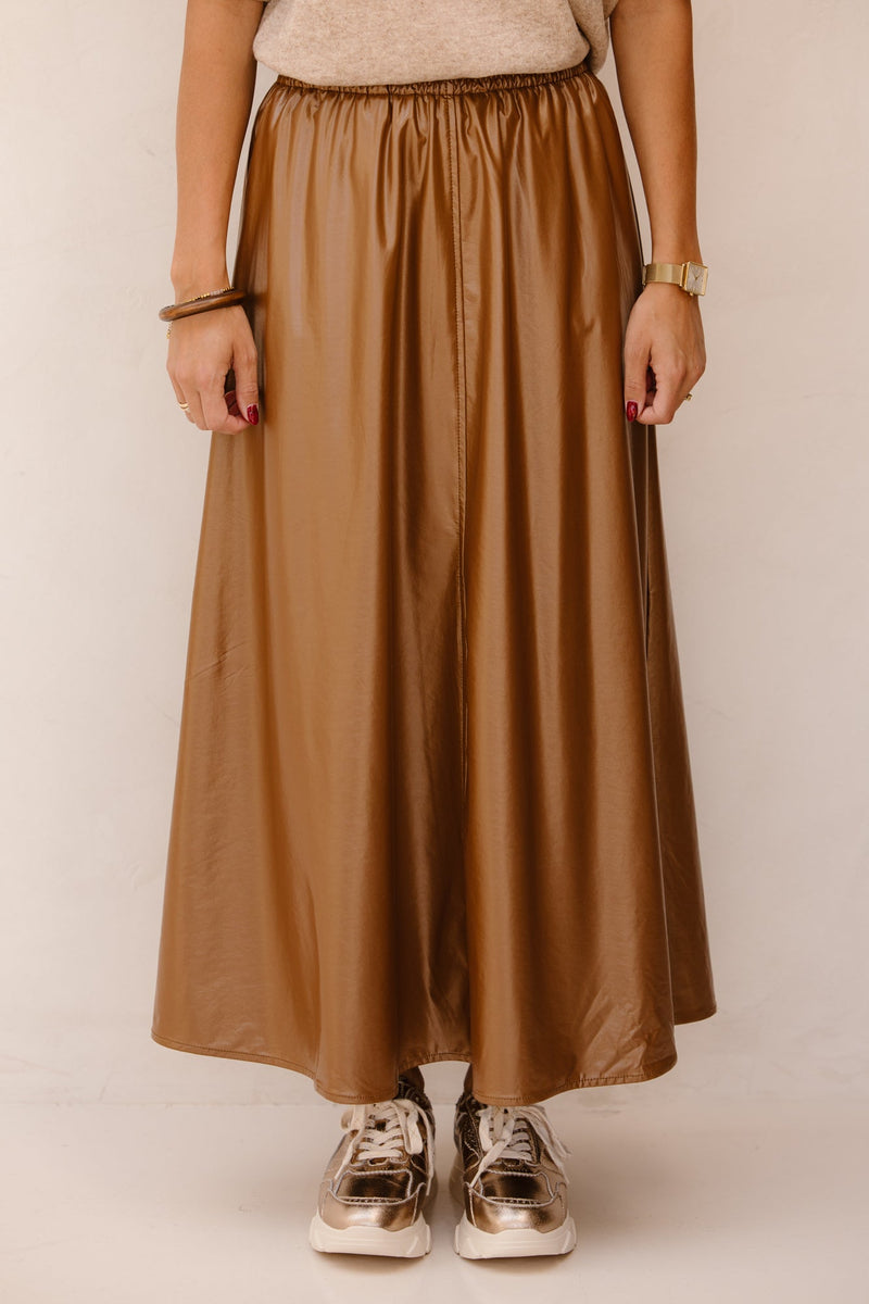 Esqualo skirt PU - metallic brons - 11502 - Bij Keesje - Esqualo