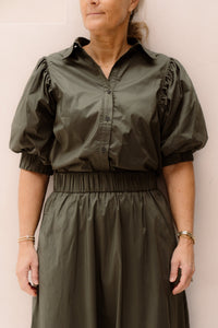 Etta Poplin Shirt Army - Bij Keesje - Neo Noir - Top