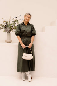 Etta Poplin Shirt Army - Bij Keesje - Neo Noir - Top