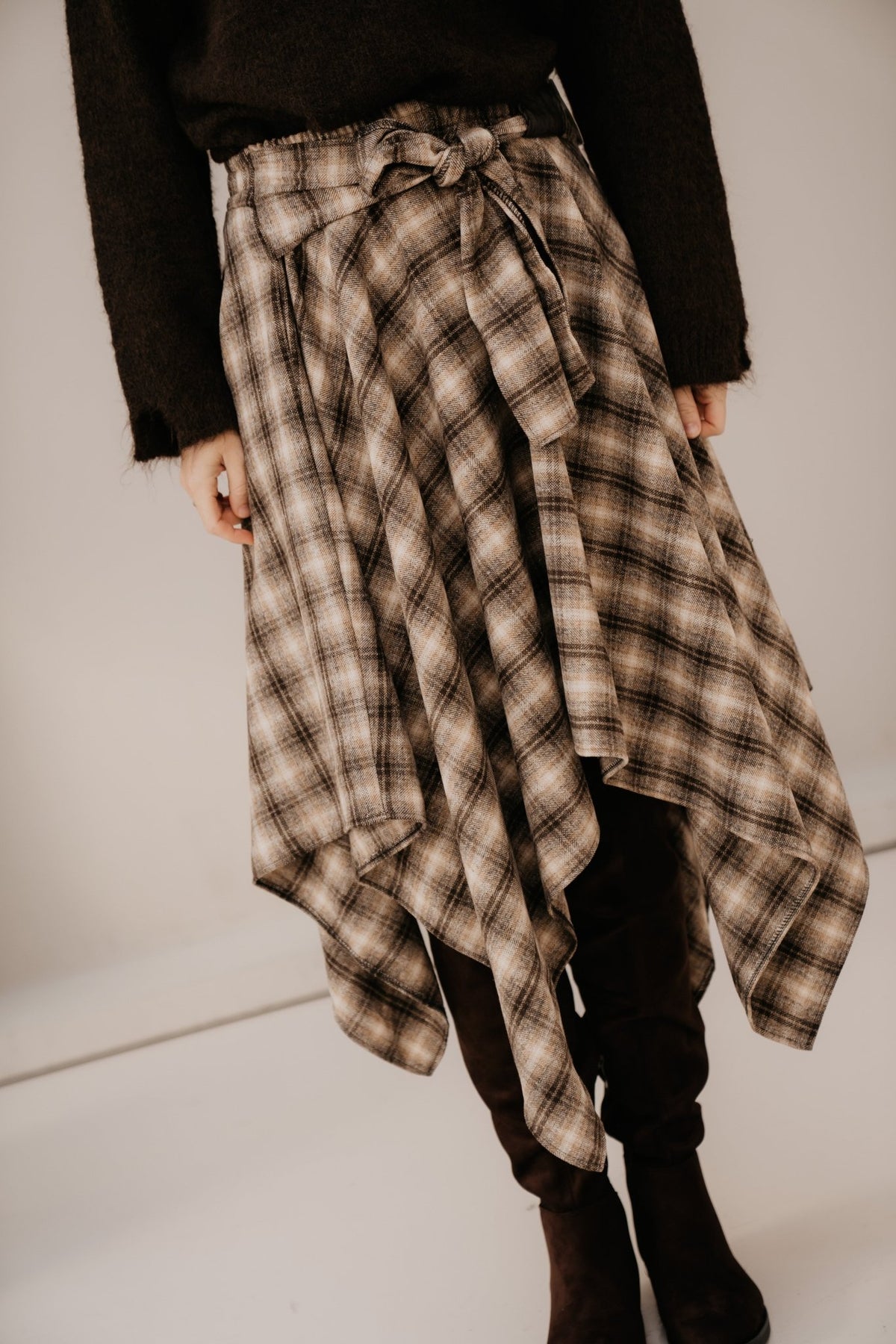 Evianne check maxi skirt brown - Bij Keesje - Bij Keesje - Rok