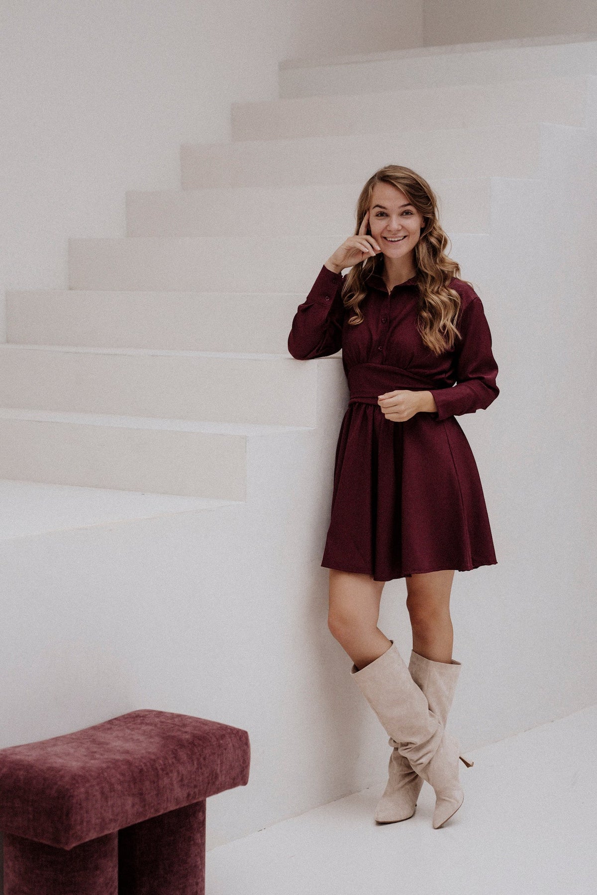 Evie Dress Bordeaux - Bij Keesje - Bij Keesje - Jurk